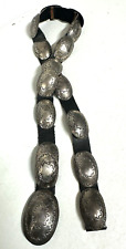 Vintage Sterling silver leather CONCHO belt 17 pc sz 34 Native Southwest Western picture
