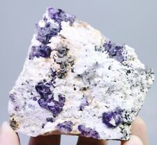 Natural Clear Purple Cube Fluorite & Pyrrhotite Crysal Cluster Mineral Specimen picture