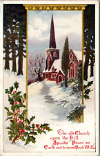 Postcard  The Old Church Upon The Hill Vintage Greeting Card  [de] picture