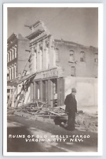 RPPC Virginia City, Nevada, Ruins of Old Wells Fargo A789 picture