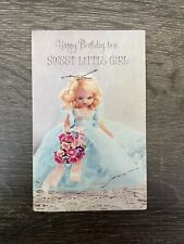 Vintage Birthday Card Sweet Little Girl Extra Nice Blue Dress, Used picture