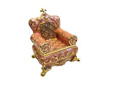 Bejeweled Pink Sofa Chair Hinged Metal Enamel Box picture
