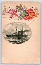 Pembroke Dock Wales Postcard H.M.S Hannibal Britannia Rules UK Flag c1910 picture