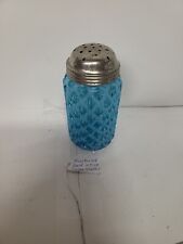 Northwood Glass Rare Blue Opalescent Ribbed Opal Lattice Sugar Shaker  4.5”.  picture