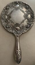 Antique Art Nouveau Silver Plate Hand Mirror—engraved Amanda 12-25-1992 picture