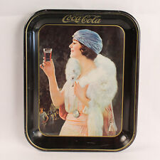 Vintage 1973 Coca Cola Company Tin Tray 1925 Flapper Girl With Mink Collectible picture
