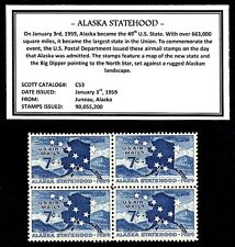 1959 - ALASKA STATEHOOD – Mint -MNH- Block of Four Vintage Airmail Stamps picture