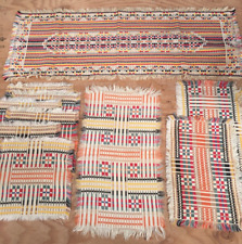 Vintage Mexican Woven Table Linen Runners Napkins Multicolor Set of 10 picture