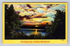 Colon MI-Michigan, Scenic Greetings, Sunset Antique, Vintage Souvenir Postcard picture