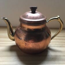 Vintage 1940s Copper Coffee Pot Tea Kettle Brass Handle & Spout 6