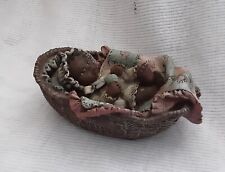 Vintage Sarah's Attic Figurine Baby in a Basket, #537 picture