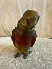 VINTAGE POT METAL BRASS GERMANY PAINTED PARROT FIGURINE 5” picture