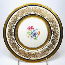 VINTAGE EDGERTON PICKARD  PORCELAIN Gold with Blue Band  # E217-500 Dinner Plate picture