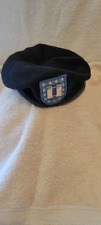 US ARMY BLACK WOOL BERET WITH  FLASH PATCH AND ATTACHED CAPT. BARS - Size: 7-1/8 picture