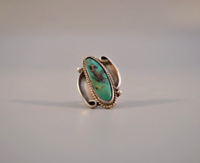 Old Pawn Vtg Navajo Sterling Silver Ring -  Great Turquoise Stone - Size 4 picture