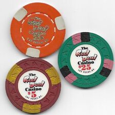 Reel Deal Casino Three Chip Set $25 $5.00 & 25 Casino Chip Las Vegas Nevada picture