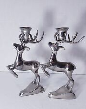 Deer Taper Candle Holders Set of Two Metal India 8 1/8