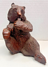 Vintage Grizzly Bear Figurine Hand Carved Wood Artist Dale Hanson Alaska RARE picture