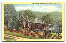 Postcard Original Log Cabin Fontana Dam North Carolina NC picture