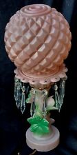 Antique Pink Figural Bohemian Glass Lamp Epcot Drop Dome Crystal Lamp  picture