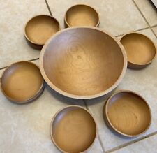 Weston Bowl Mill Wooden Bowl Set 7 Pieces 1 Large 6 Small Made in Vermont picture