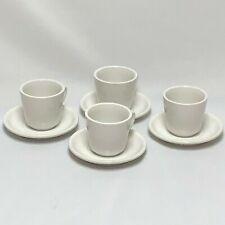4 NEW RESTAURANT STYLE CAPPUCCINO CUPS AND SAUCERS WHITE PORCELANA WORLD LIBBEY picture