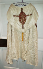 VINTAGE CATHOLIC PRIEST BISHOP VESTMENT SHORT COPE IVORY IMPERFECT BUT BEAUTIFUL picture