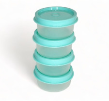 Tupperware Smidgets Tiny Bowls Set of 4 Sheer with Aqua Seals NEW picture
