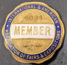 RARE 1921 International Association Of Fairs Exposition State World BUTTON PIN picture