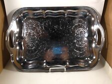 Vintage Irvinware Etched Chrome Oblong Serving Tray 18-1/2” x 12” picture