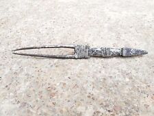 19c Vintage Old Primitive Hand Carved Tribal Lady Iron Hair Bun Pin Dagger I25 picture
