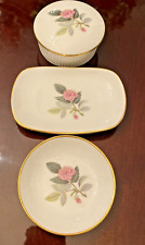 Wedgwood Hathaway Rose Lot of 3 Small Soap / Ring / Pin/ Trinket Dishes England picture