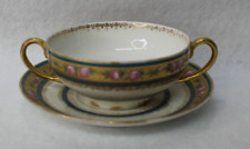 Vintage GDA French Limoges France Cream Soup and Saucer Beautiful L@@K picture