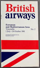 BRITISH AIRWAYS EUROPEAN & MEDITERRANEAN TIMETABLE SUMMER NO.2 1981 BA picture