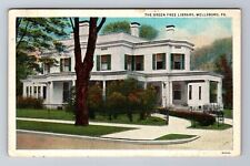 Wellsboro PA-Pennsylvania, The Green Free Library, Antique Vintage Postcard picture