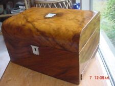 ANTIQUE 19TH CENTURY SHELL INLAID BURLWOOD MAN'S TOILETTE JEWELRY BOX HUMIDOR picture