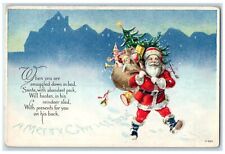 c1910's Merry Christmas Santa Claus Sack Of Toys Embossed Fremont NH Postcard picture