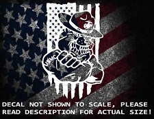 USMC Drill Instructor Devil Dog in Distressed Flag Cut Vinyl Decal Sticker picture