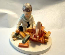 Vintage Sebastian Miniatures Boy Playing w/ Blocks Figurine Sailor Navy Outfit picture
