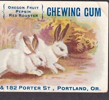 Portland Oregon Fruit Newtons Pepsin Chewing Gum White Rabbit Rooster Trade Card picture