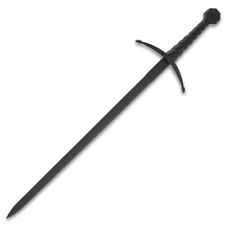 Historic Knights Templar Black Broadsword and Scabbard - Stainless Steel Blade picture