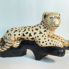 Vintage  Chalkware Leopard Resting on Tree Branch Statue Figurine 11
