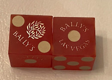 2 Genuine Bally's Las Vegas Casino Craps Dice Pair Red Frosted Mixed Serial #s picture