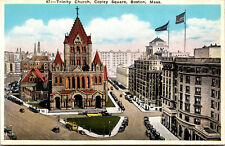 Vtg 1920s Trinity Church Copley Square Boston Massachusetts MA Unused Postcard picture