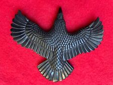 Magical Carved  Jet Extra-Large Flying Raven ~ Crow Shamanic Power Pendant picture