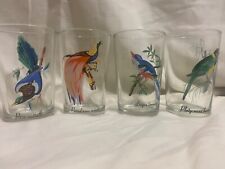Vintage KIG Malaysia Exotic Bird Glasses- Set of 4- MCM picture