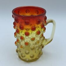 Small Vtg Amberina Hobnail Glass Handled Cup 4.25