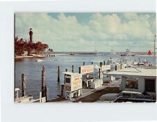 Postcard Hillsboro Inlet Showing Ocean Docks and Lighthouse, Pompano Beach, FL picture