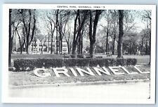 Grinnell Iowa Postcard Central Park Exterior Building Trees 1940 Vintage Antique picture