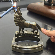 1x Novelty Wolf Refillable Butane Table Lighter Cigarette Cigar Ashtray Ash Tray picture